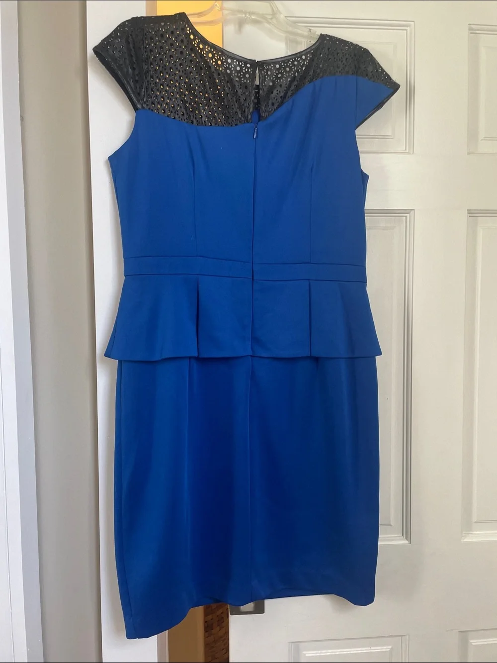 Chetta B Royal Blue Midi Dress with Black Lace Yoke - Picture 2 of 3